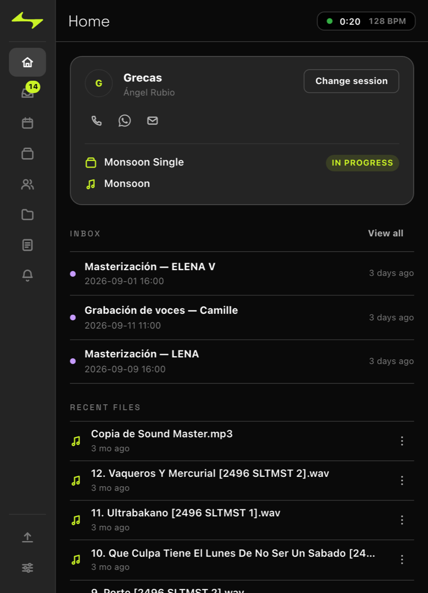 Commander — pantalla Home