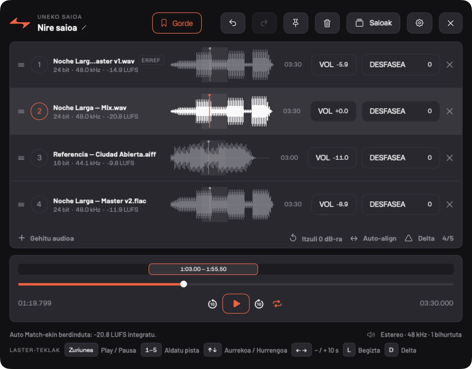 Compare — menu-barratik irekitzen den panel azkarra